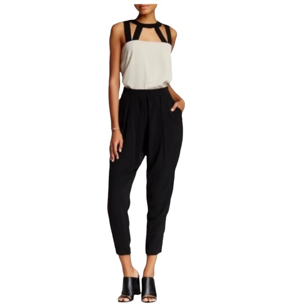 bobiBLACK Velvet Pleated Tapered Pants Size Small Black NWT
